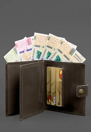 Кожаная обложка-портмоне для удостоверения офицера ГНСУ 11.2 темно-коричневая Crazy Horse - фото 5