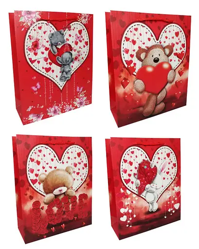 Пакет картонний, 200 г/м², Мишка, 26x32x10 см, 6 шт. в упаковці, 1593 (В асортименті)