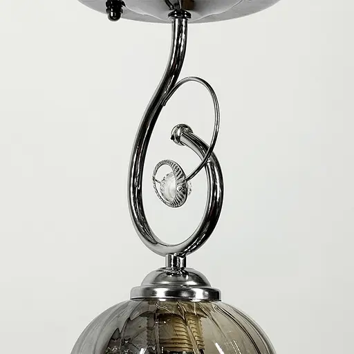 Серебряный светильник с цветочным узором на графитовом плафоне Ø20х32 см | Line F | Ст. 6368/1A CH+GR - фото 4