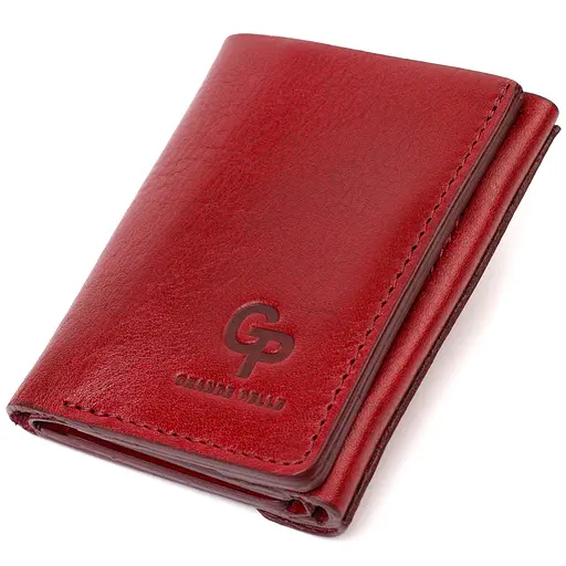 Кожаный женский кошелек Grande Pelle 8х10х1.5 см acs0025869 - фото 1