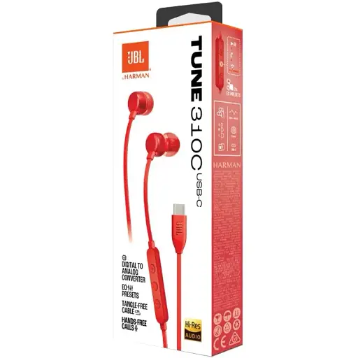 Гарнітура JBL Tune 310C USB-C Red (JBLT310CRED) (6995503) - фото 6