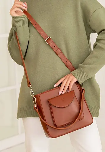 Жіноча шкіряна сумка Stella світло-коричнева - фото 6