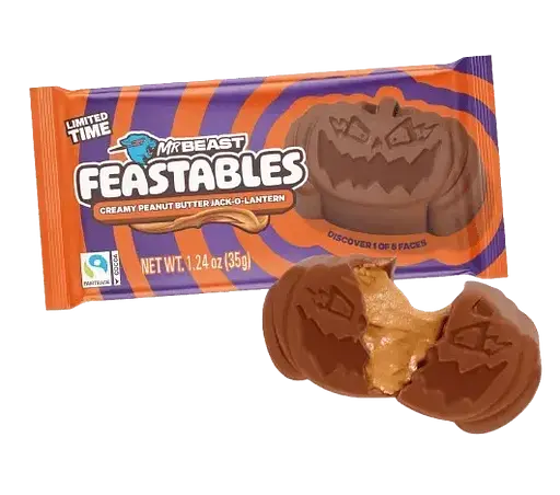 Шоколадные конфеты Feastables MrBeast Peanut Butter Jack-O-Lantern Pumpkin 35 г