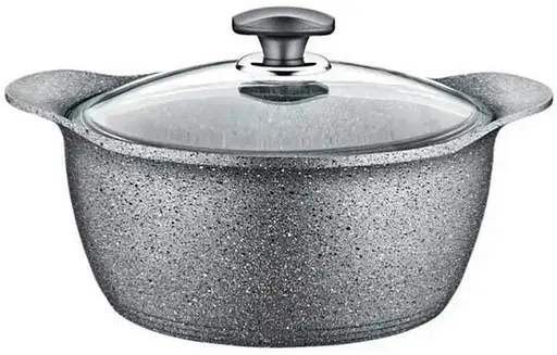 Каструля зі скляною кришкою O.M.S. Collection 3120 з гранітним покриттям 20 см 2.8 л Сірий (Туреччина) - фото 8