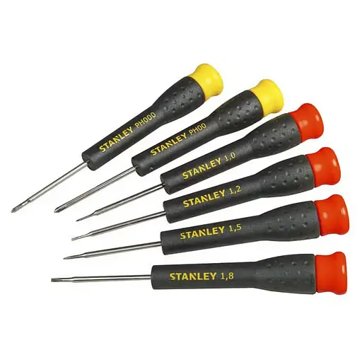 Набор отверток точной механики Stanley 6 шт: SL1,0, SL1,2, SL1,5, SL1,8, PH000, PH00 (STHT0-62631)