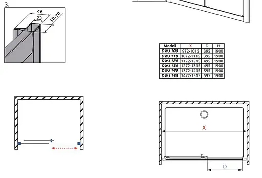 Душові двері Radaway Premium Plus DWJ 130 см скло фабрік 33333-01-06N - фото 5