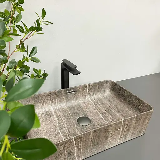 Умивальник VBI Arabba M dark stone matt накладний VBI-013503, Коричневий - фото 3