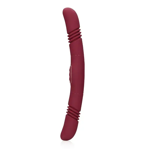 Вібратор Loveline Double-Sided Thrusting 33 см бордовий - фото 2