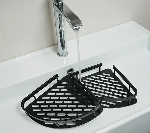 Набір металевих полиць для ванної кімнати Fabrika OPAL 2 шт чорні+подарунок йоржик для унітазу Fabrika PRACTIС White - фото 15