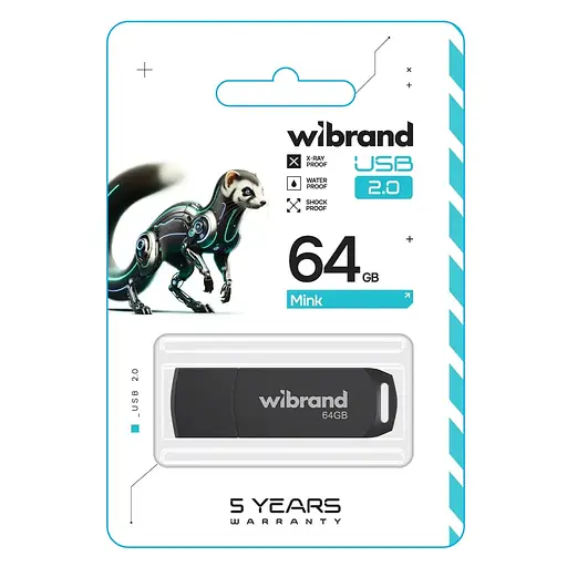 USB флеш накопитель Wibrand 64GB Mink Black USB 2.0 (WI2.0/MI64P4B) - фото 2