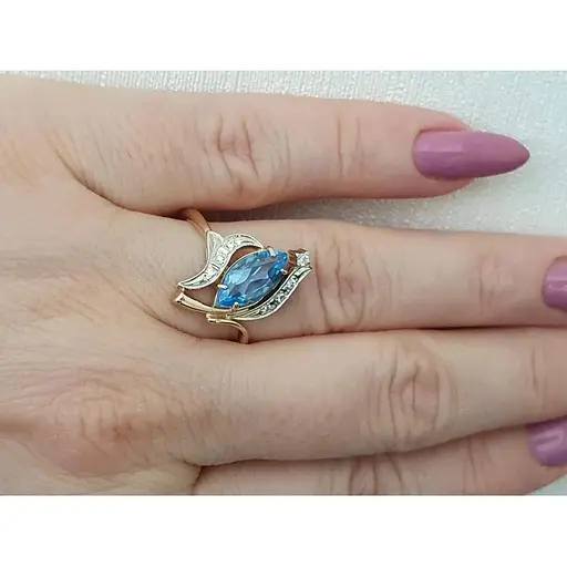 Золоте кільце Гаразд з діамантами і топазом. 3022188 19 - фото 2