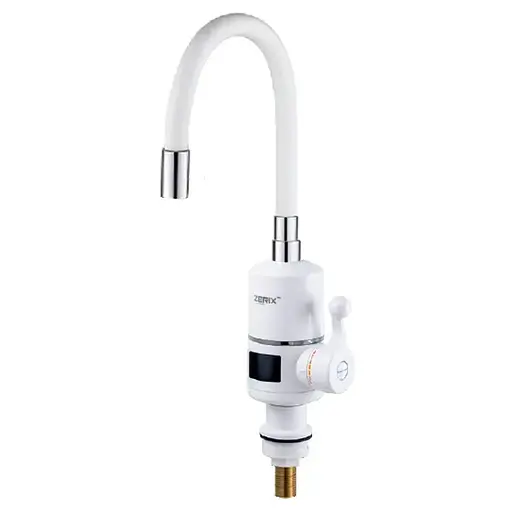 Проточный водонагреватель Zerix ELW06-EF-white 3,3 kW с индикатором температуры силиконовый излив ZX5856 - фото 1