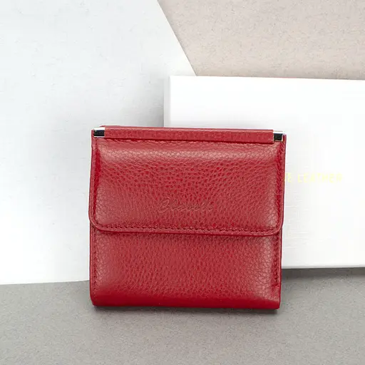 Жіночий шкіряний гаманець Classic 8848A-1 маленький червоний - фото 1
