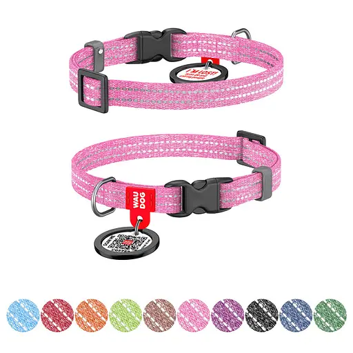 Ошейник для кошек и мелких пород собак Waudog Re-cotton с QR-паспортом восстановлен хлопок светоотражающий пластиковый - фото 2