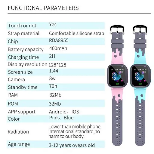 Смарт-часы телефон детские Smart Watch S1 с видеозвонком GPS SIM-карта Pink (18582) - фото 7