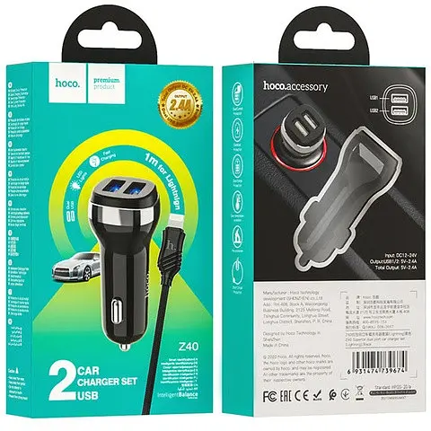 Зарядний пристрій Hoco Z40 lightning 2 x USB/2.4 A - фото 5