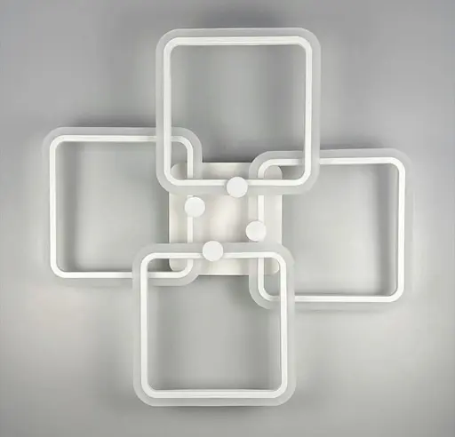 Світлодіона люстра white на 4 ріжки квадратної форми Line.F RGB підсвітка є - фото 3