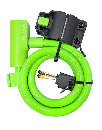 Велосипедний замок West Biking YP0705101 12 x 1150 мм тросовий під ключ салатовий (G0001857)