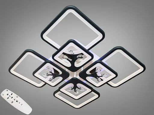 LED люстра на стелю з димером і кольоровим підсвічуванням, 190Вт.чорна - фото 1