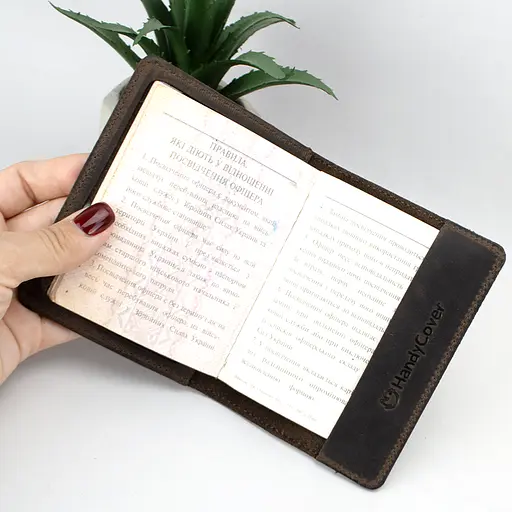 Обложка на удостоверение офицера коричневая кожаная - фото 5