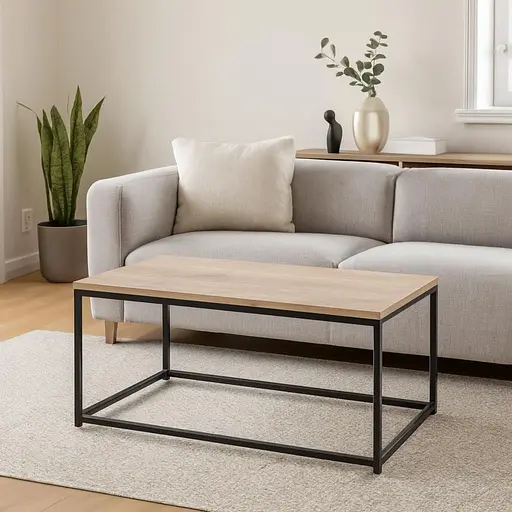 Стіл журнальний лофт Orange-Line ОП-192 600х1100х450 мм Чорний/Дуб сонома - фото 2