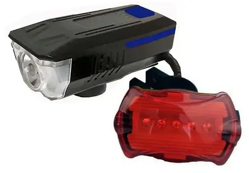 Вело набор фара передняя + задняя + сигнал LY-18 велосипедный фонарь и габарит мигалка стоп ААА - фото 1