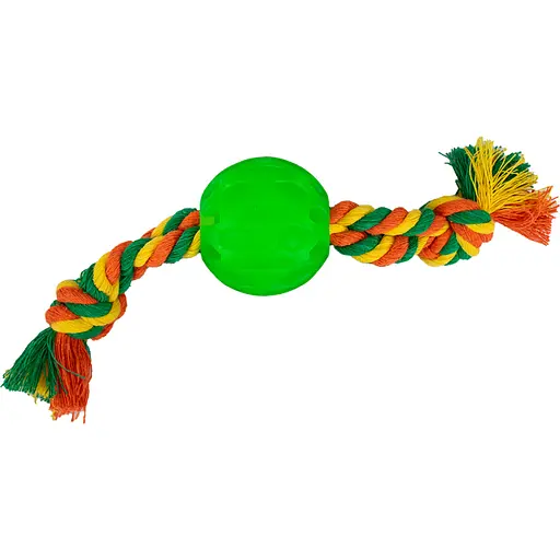 Игрушка для собак Agility мяч с канатом 6 см зеленая