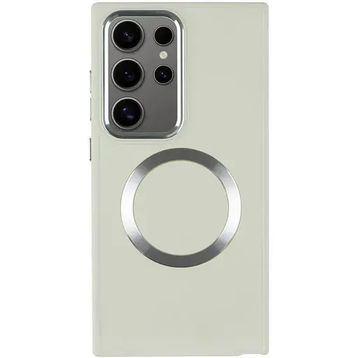 TPU чехол Epik Bonbon Metal Style with MagSafe для Samsung Galaxy S24 Ultra Белый / White