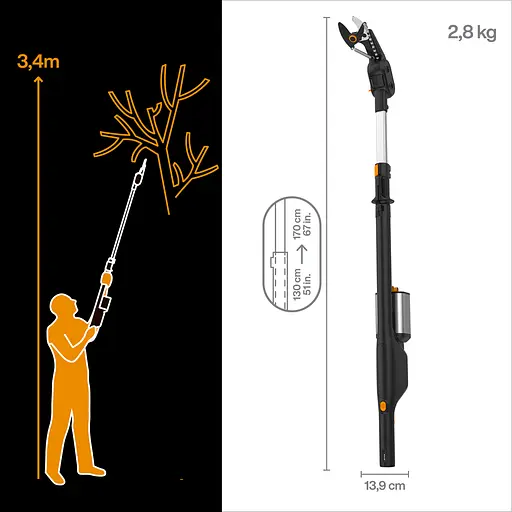 Аккумуляторный сучкорез до 32 мм Fiskars eLopper Bypass 130-170 см, БЕЗ АКБ (1082299) - фото 3