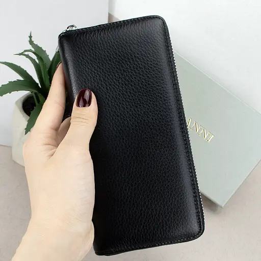 Гаманець жіночий шкіряний Fuerdanni 19600 чорний на блискавці - фото 5