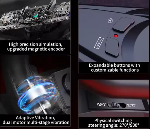 Ігрове кермо PXN V9 GEN2 з педалями і коробкою передач для PS4, PS3, Xbox X/S, PC (PXN-V9GEN2) - фото 4