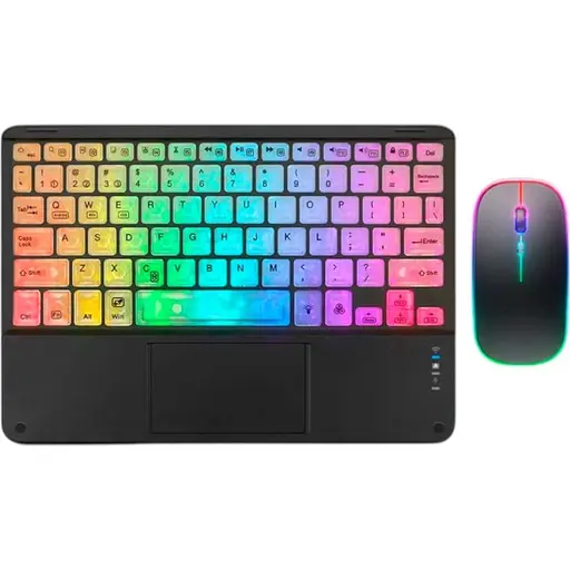 Клавиатура Koyo с подсветкой, тачпадом и мышью black Russian Bluetooth - фото 1