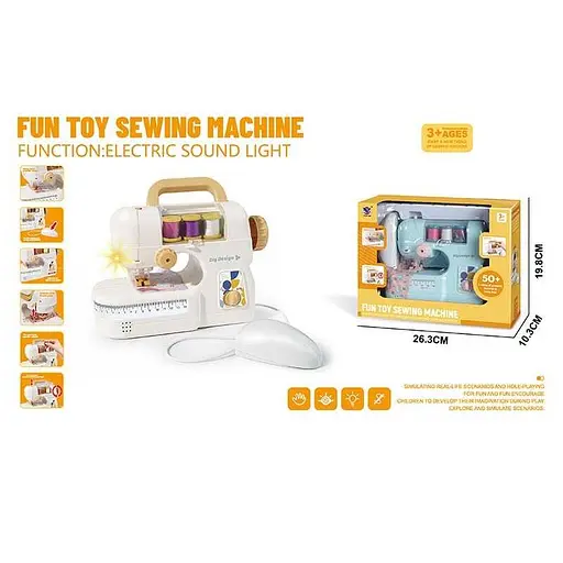 Швейна машинка, на батарейках, шиє, підсвічування, нитки, тканина, інструкція (В асортименті) XS25001 - фото 2