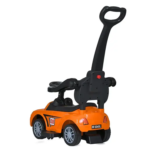 Дитяча каталка-толокар M 5045L-7 помаранчевий, з батьківською ручкою - фото 5