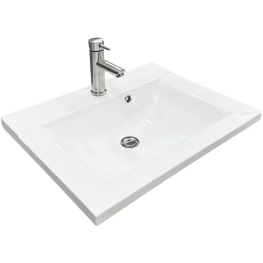 Раковина накладна Adamant QUANTO 60, прямокутна з сифоном Click-Clack + змішувач (4824296208001) - фото 1