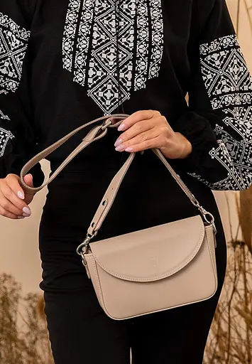 Жіноча шкіряна сумка Molly світло-бежевий краст - фото 9