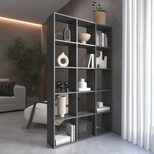 Книжная полка стеллаж Vays M-2 Антрацит на 15 ячеек ЛДСП 108x29x178 см для дома офиса детской или гостиной