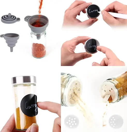 Обертовий органайзер для спецій Miorkly з 20 банками для спецій, товсті та міцні стійки для спецій, вільно стоїть карусельна банка - фото 4