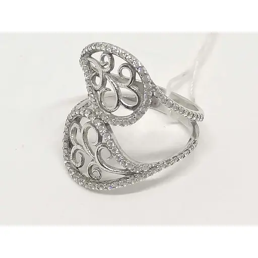 Серебряное кольцо Объятие с фианитами. 1136/1Р-CZ 17,5 - фото 4