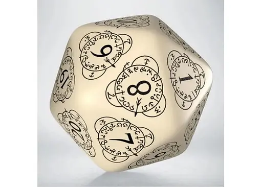 Настольная игра Q-Workshop Кубик D20 Level Counter Beige & black Die , 1 шт. (20LEV05) - фото 2