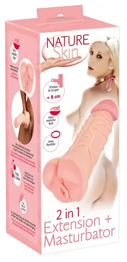 Мастурбатор Nature Skin Orion 2 in 1 Extension телесный - фото 9