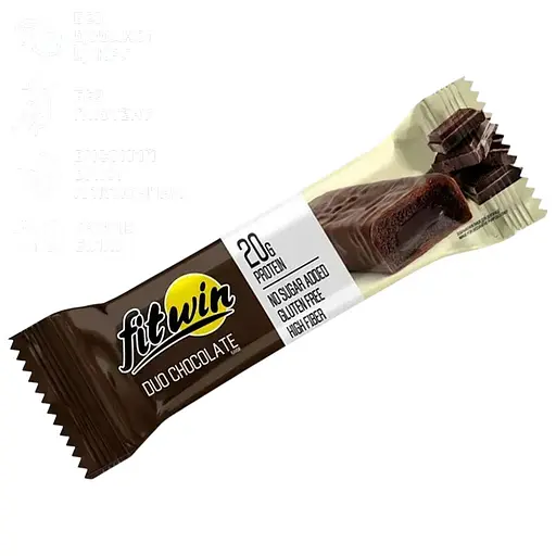 Протеиновый батончик FitWin Protein Bar 20%, 60 грамм с начинкой - Двойной шоколад - фото 1