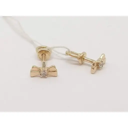 Золотые серьги-пуссеты Семейные драгоценности с фианитами. 131079 - фото 2