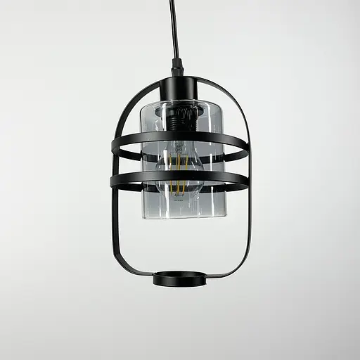 Чорний підвіс в стилі Лофт Line.F Колір плафона Янтарний - фото 5