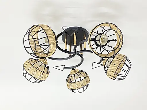 Стельова люстра на 5 плафонів 91179A/5 чорний+хром