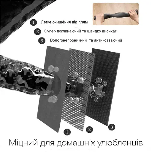 Антискользящий Поглощающий Быстросохнущий Коврик под миски для домашних животных Следы 40 х 55 см Черный - фото 4
