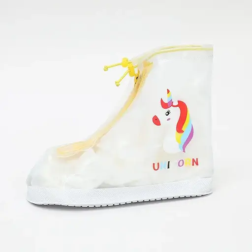 Детские резиновые бахилы Lesko 20 см Прозрачный желтый, Единорог (15346)