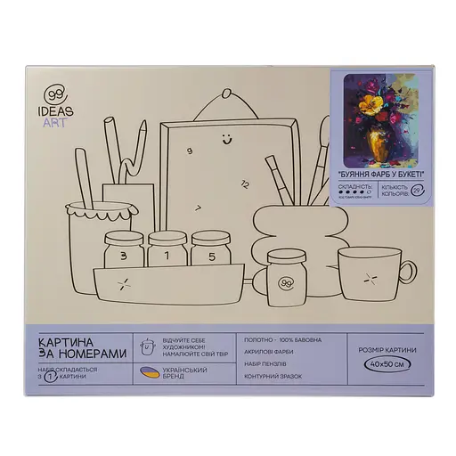 Набір для розпису по номерах "Буяння фарб у букеті" 40*50 см, IDEA2-GX47111, ТМ "99IDEAS" - фото 4