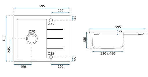 Кухонна мийка гранітна Rea North black плямиста ZLE-00125, Чорний - фото 10