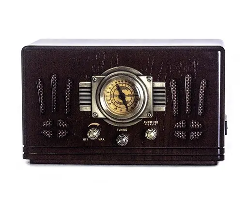 Ретро радио проигрыватель Daklin Де Голль AM/FM,МР3/ USB/ SD  дерево Орех (RP-057)